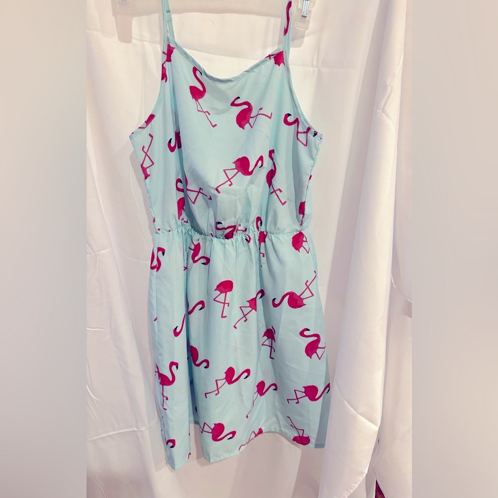 Summer jumper dress with flamingos